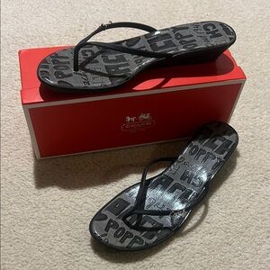 Coach Women's Black Wedge Sandals